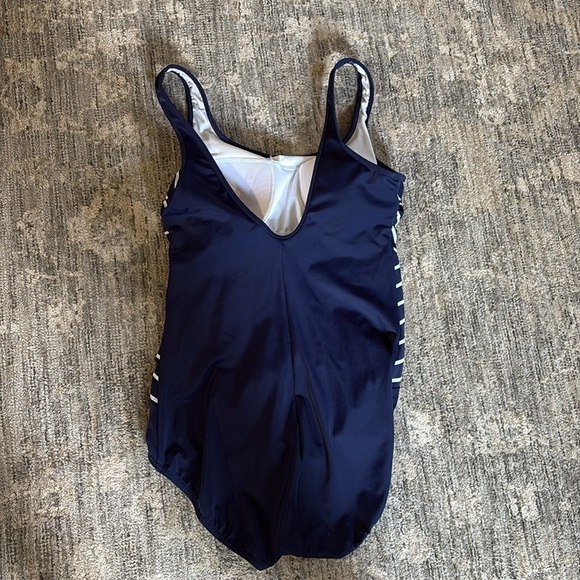 Lands' End Blue and White OnePiece Swimsuit with Stripes - size 10- New w/o tag - Picture 6 of 6